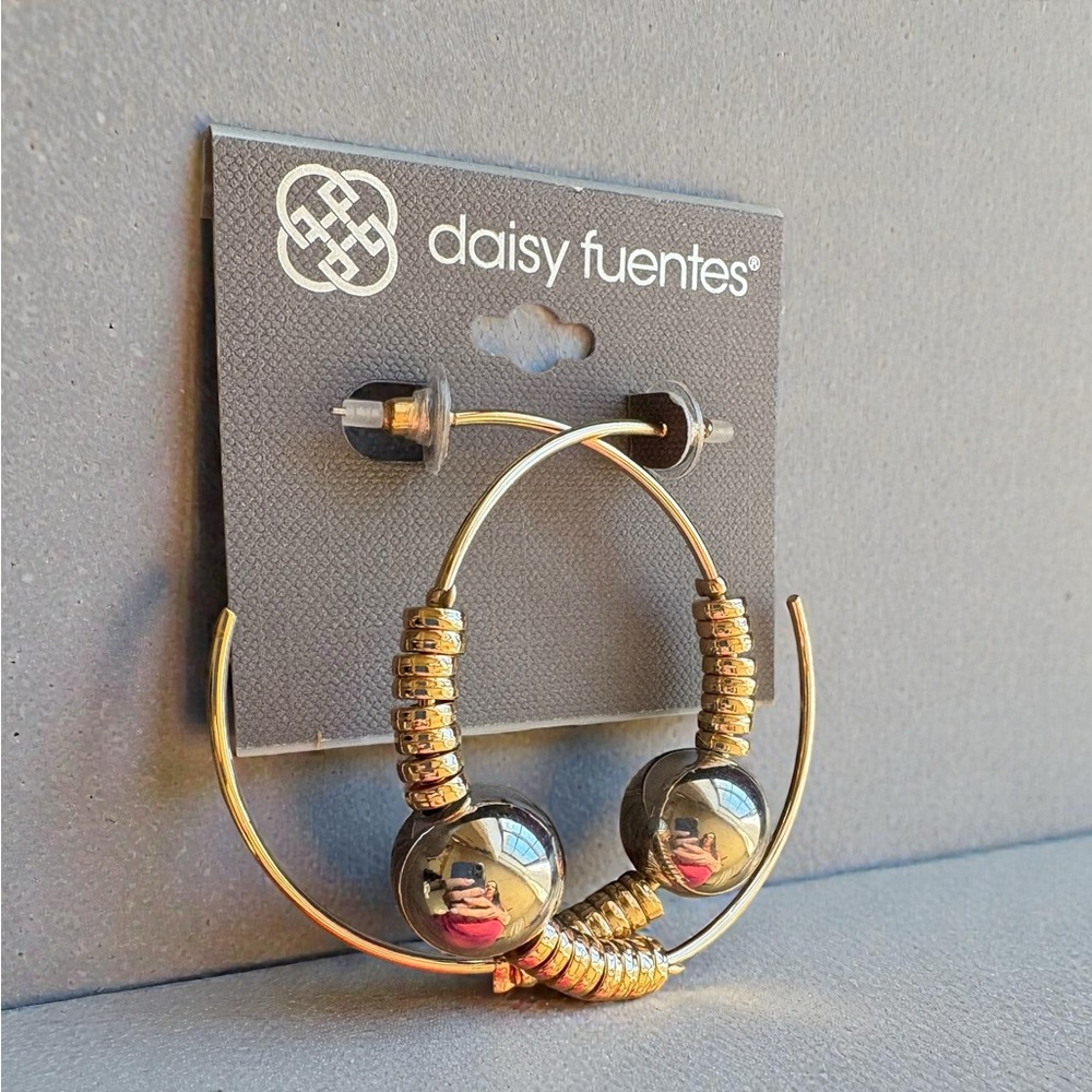 Daisy Fuentes Gold and Silver Accent Earrings - Picture 2 of 3
